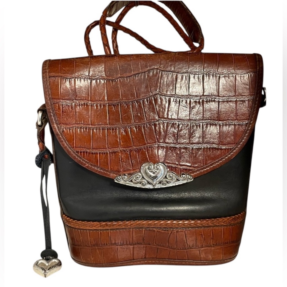 Vintage Brighton Brown and Black Leather Shoulder/Crossbody Bag**